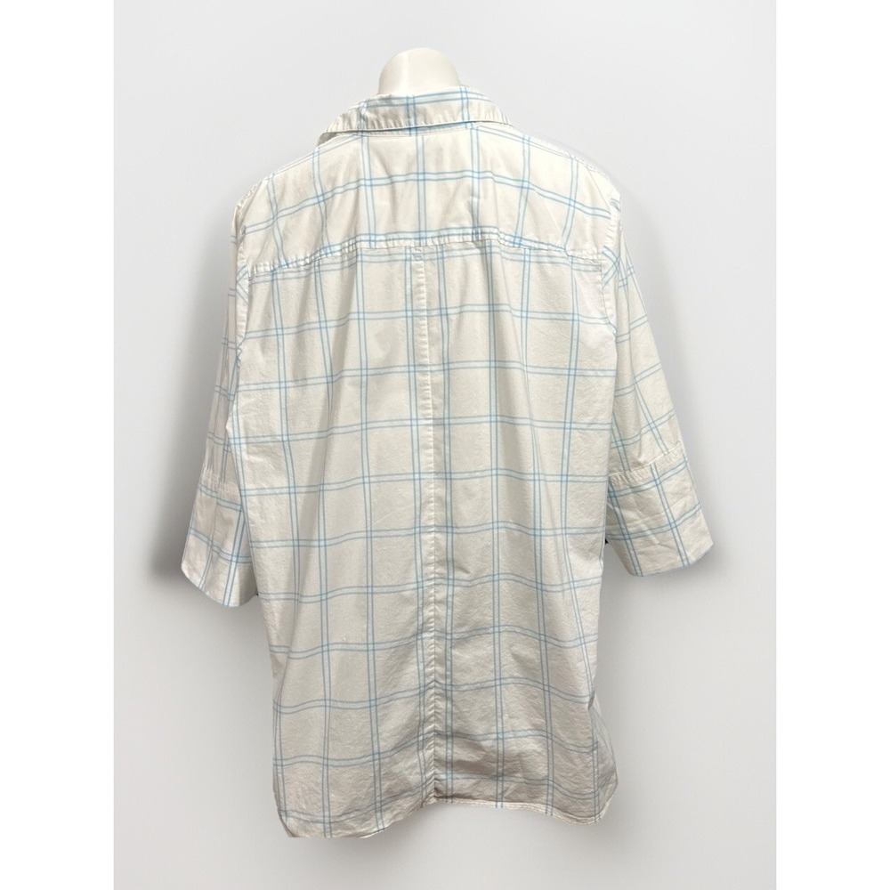 Lands' End 1X Women's Checkered Stretch Cotton Collared Tunic Summer - Picture 4 of 7